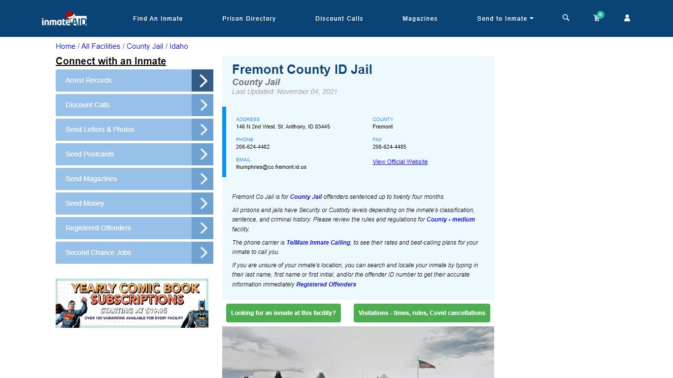 Fremont County ID Jail - Inmate Locator - St. Anthony, ID