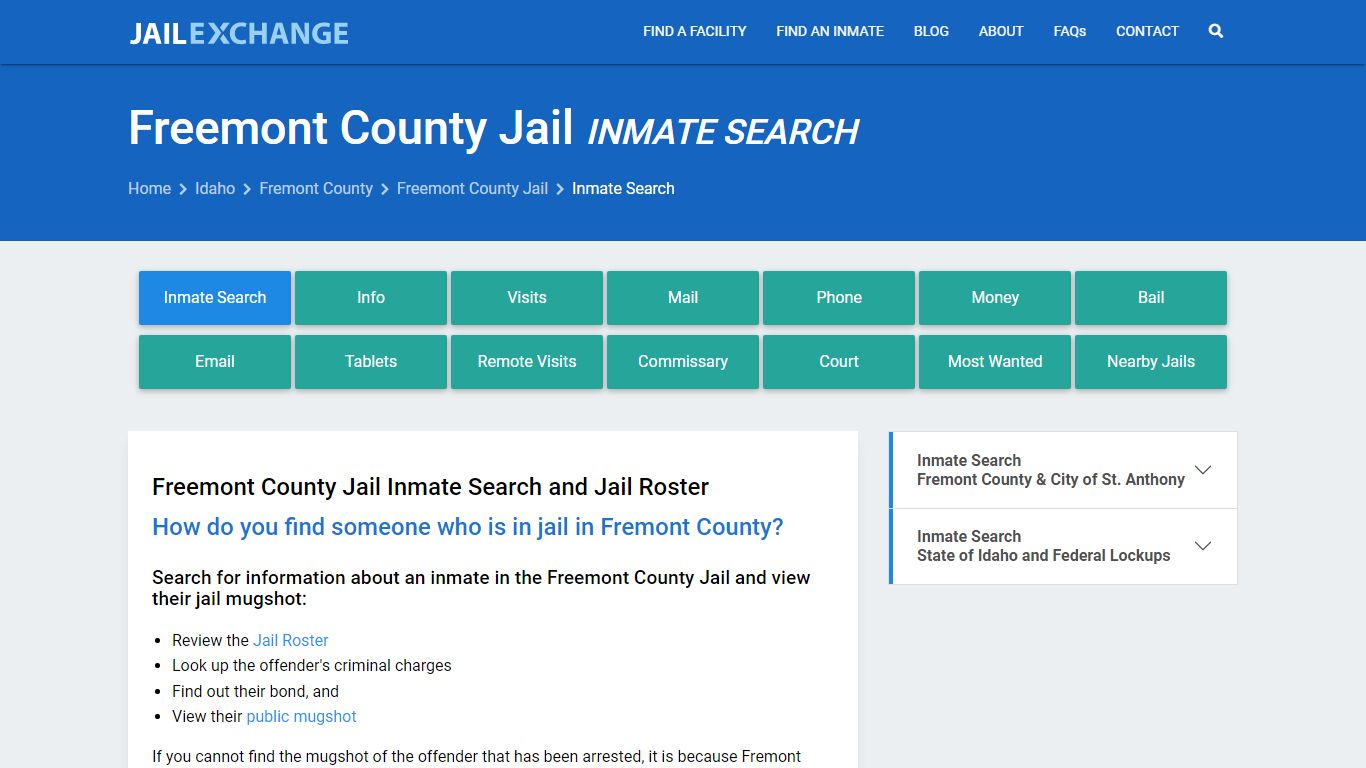 Inmate Search: Roster & Mugshots - Freemont County Jail, ID