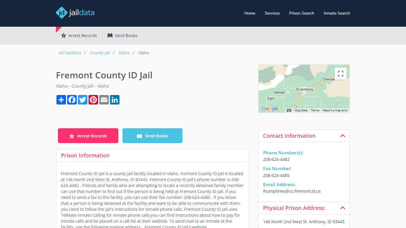 Fremont County ID Jail Inmate Search and Prisoner Info - Saint Anthony, ID
